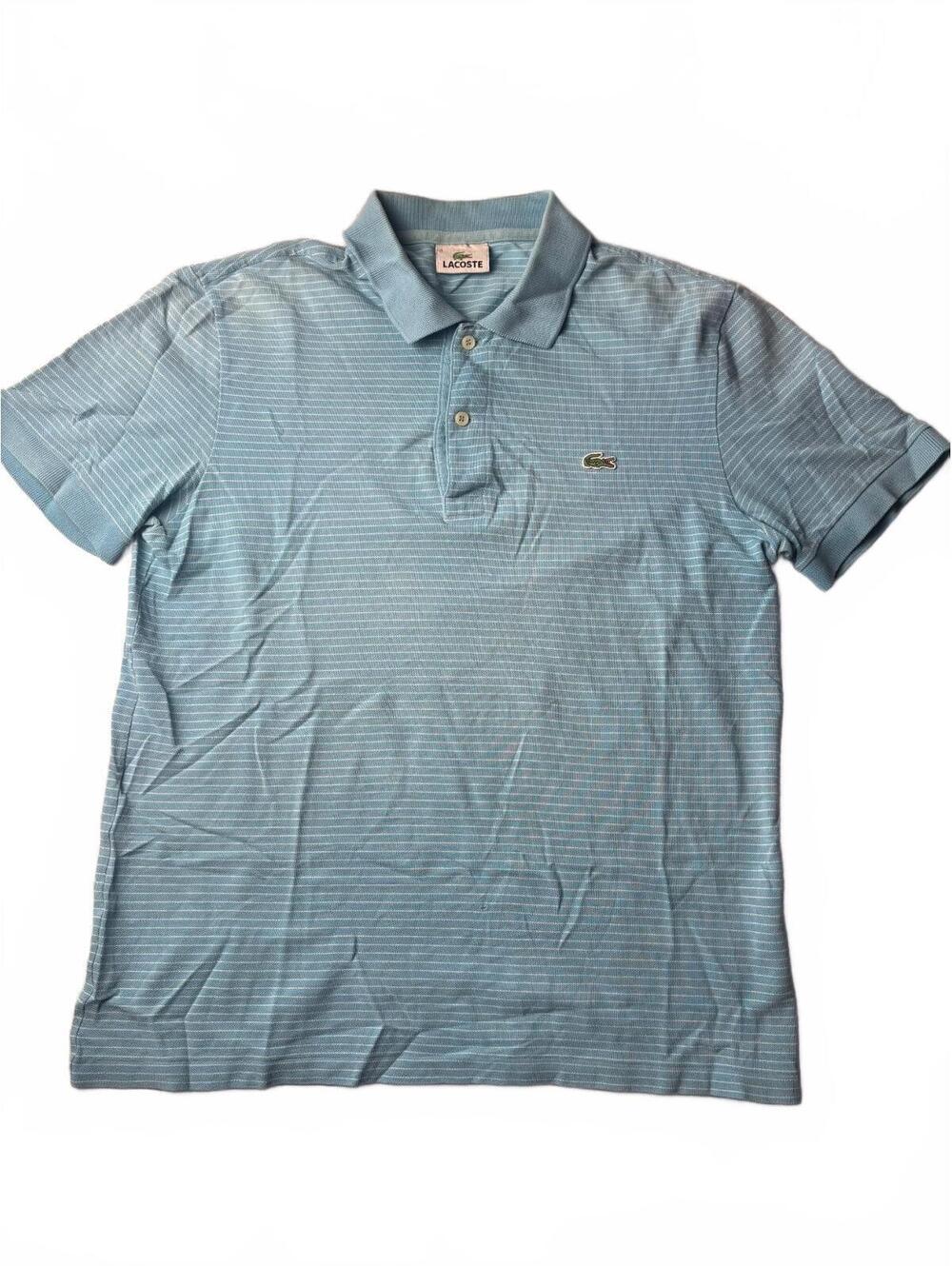 Lacoste Light Blue Striped Polo Shirt Size 3